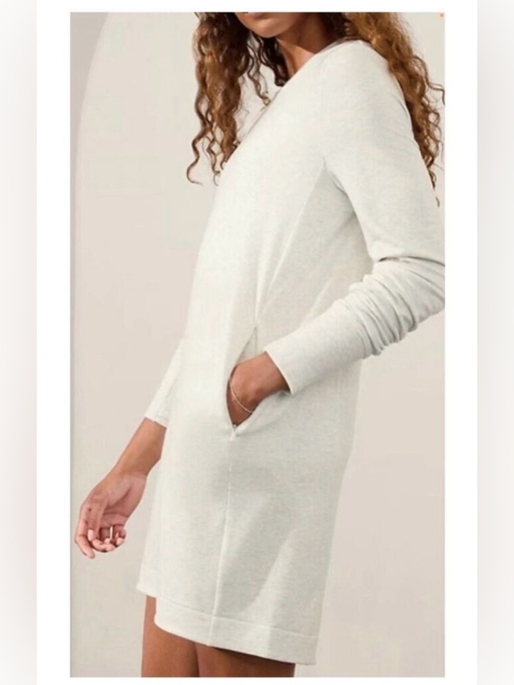 ATHLETA COASTER LUXE SWEATSHIRT DRESS FOG GREY HEATHER Women's XL